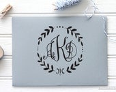 Custom Monogram Stamp - Wood Handled Rubber Stamp - Wedding Gift - Bridal Shower Present