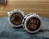 Antique Typewriter Key Cufflinks - Steampunk - Upcycled - Margin Release and Shift Lock - No 8