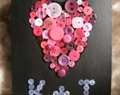 Personalized engagement gift personalized wedding gift - red heart artwork Button art Button canvas Button heart canvas - button artwork