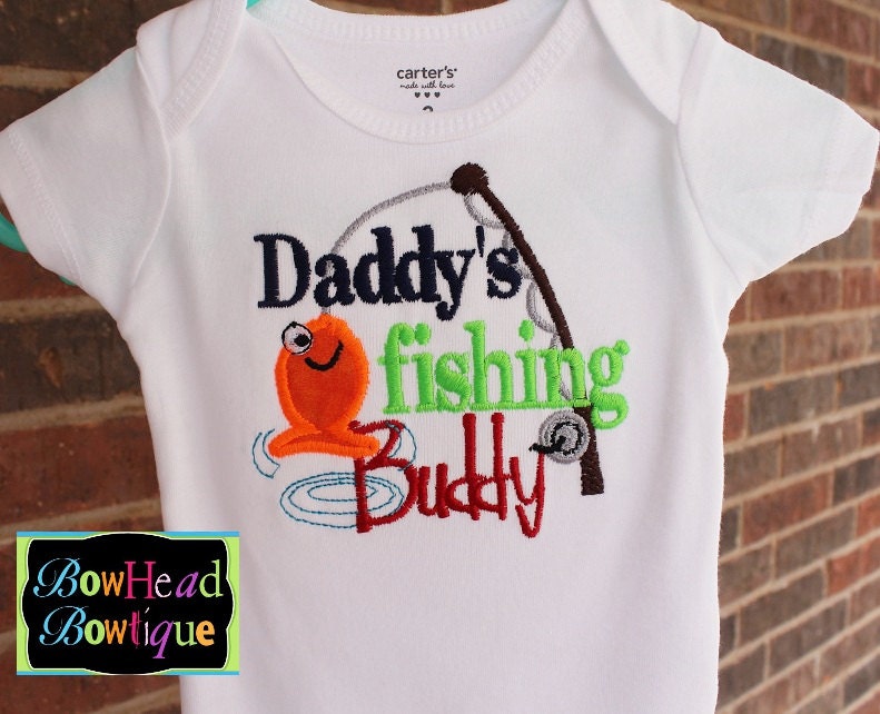 Daddy's Fishing Buddy- Boys Fish White Applique Shirt or Onesie