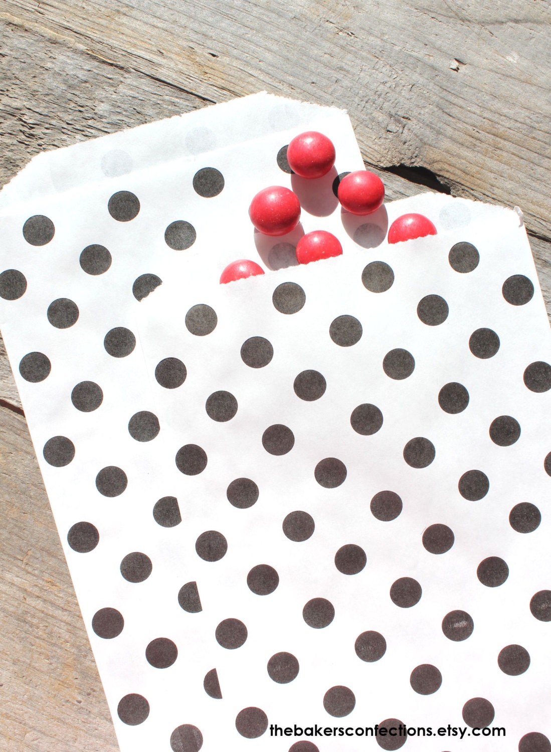 Black Polka Dot Paper Favor Bags (Set of 12 Medium Treat Bags)