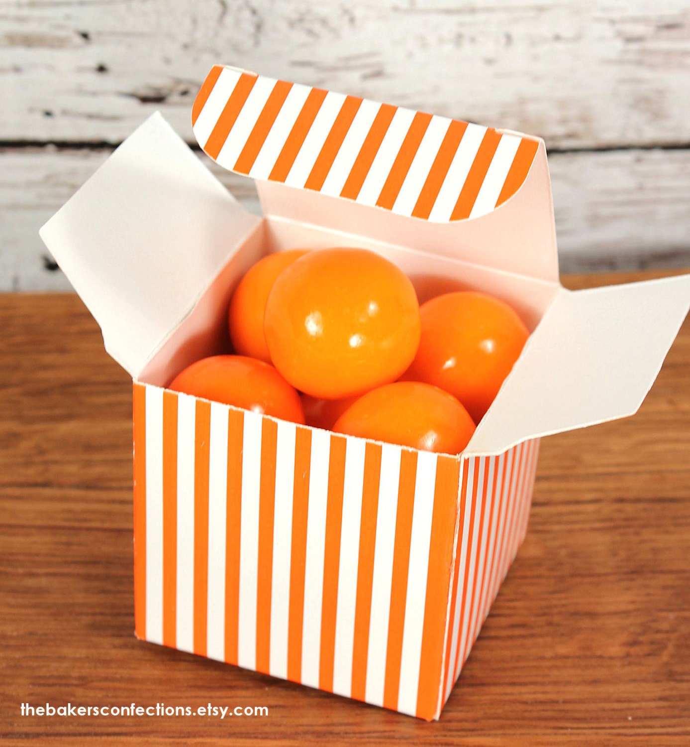 Orange Stripe Small Favor Boxes for Candy, Party Favors and Treats (set of 12 - 2x2x2 boxes)