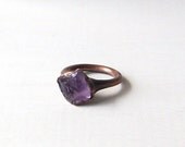 Birthstone Ring Amethyst Ring Cocktail Ring Gemstone Ring February Purple Violet Plum Rough Stone Ring
