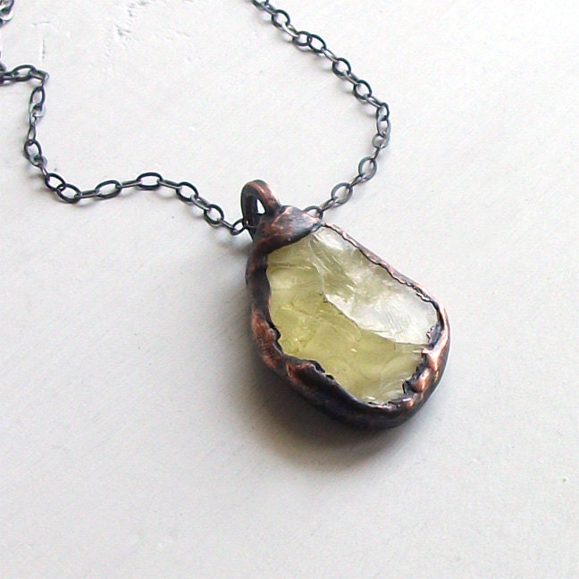 Citrine Necklace Gemstone Necklace Birthstone Necklace Gemstone Pendant November Citrus Green Rough Crystal Rough Facet