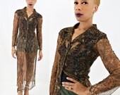 vintage 90s sheer ANIMAL PRINT duster size S M