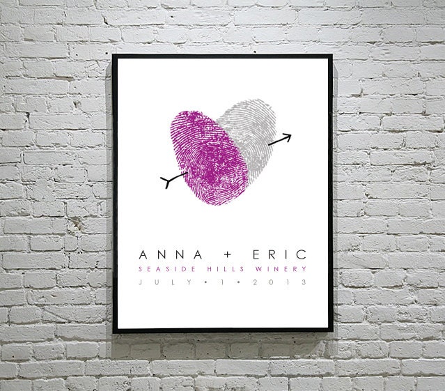 Custom Fingerprint Wedding Poster - 11x14 - Unique Wedding Gift - Wedding Guest Book Alternative