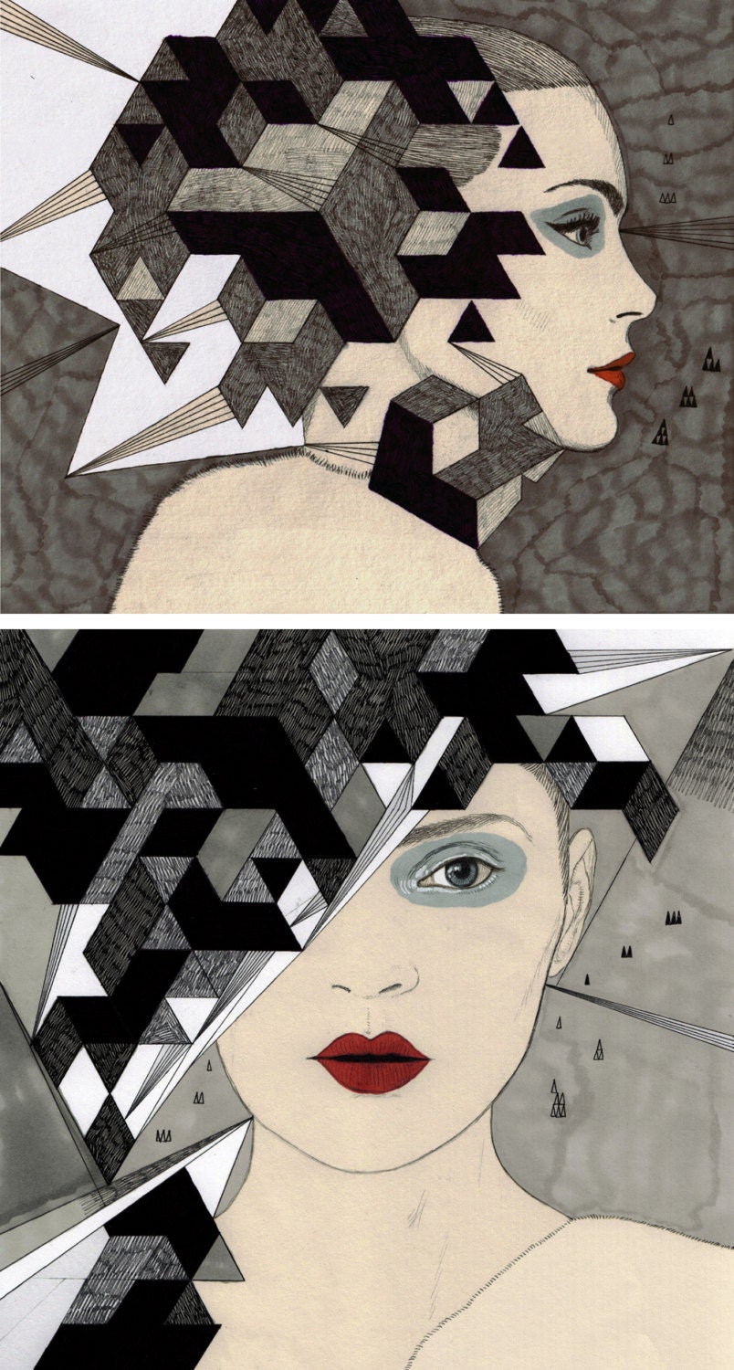 Super-Sized prints of KUEDO 1 & 2 together - special offer / 2 Giclee prints (35" x 35" / 90cm x 90cm) Limited Edition. Signed. Archival.