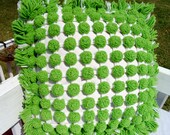 Big Mod Puffy Pom Pom Lime Green Vintage Mid Century Pillow