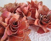 Tangerine & Pink Patterned Paper Flowers - Set of 5