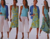 Travel Wardrobe Sewing Pattern UNCUT Simplicity 4193 jacket skirt sash gaucho pants dress top