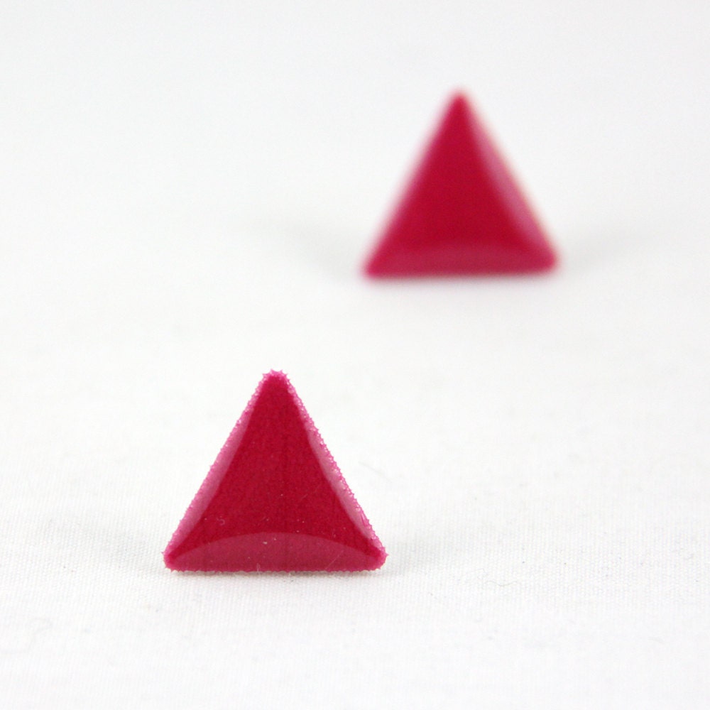 Hot Pink Bunting - Post Earrings - Surgical Steel