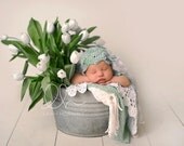 Simplistic Spring Bonnet, Newborn Photo Prop,  Baby Girl Bonnet, Newborn Bonnet, Handmade Newborn Bonnet