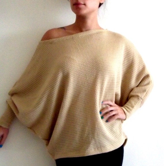 Plus size knitted top/ Women plus size clothing/ Dolman oversize black plus size knitted top with bat sleeves ON SALE
