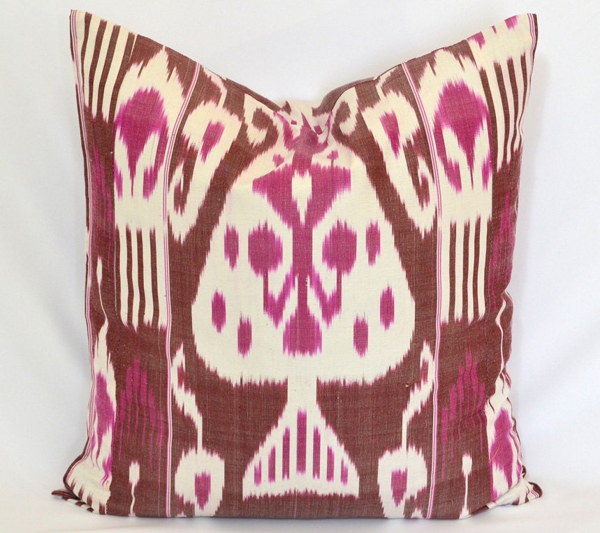 20 x 20 Silk cotton Uzbek handwoven Ikat Pillow case - BOTH SIDE IKAT