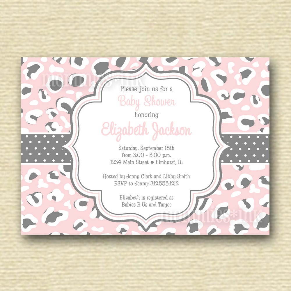 Light Pink Leopard Print Baby Shower Invitation - Printable Invitation Design Il_170x135