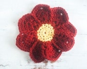 Crocheted flower dishcloth, crochet dish rag, organic flower wash cloth