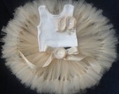 Champagne Tresor Tutu Dress, Champagne Flower Girl Dress Set