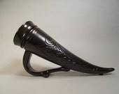 Celtic Viking Drinking Horn / Beer mug - Satin Back Glaze - Functional Stoneware by Chischilly Pottery