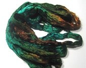 Silk Sliver - Hand dyed mulberry silk 1 oz Coral Reef - spinning and felting fiber
