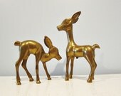 vintage Brass Deer - set of 2 fawns