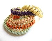 Chic Frienship bracelet - Play with me - Two trendy stacking bracelets your color choice violet mint soft peach yellow orange eco suede