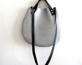 leather  basket bag ,Cross-body -  silver