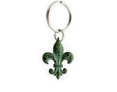 Verdigris Patina Brass Fleur De Lis Keychain