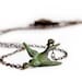 Tiny Verdigris Patina Brass Swallow Necklace - Dainty Bird Necklace