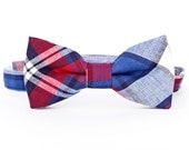 Blue and Red Plaid Bow Tie