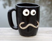 Guy's Handlebar Mustache Coffee Mug. Black