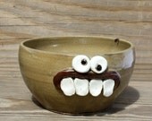 Cereal Bowl. Ceramic. Kids Funny Snack Bowl. Handmade Pottery. Tan.