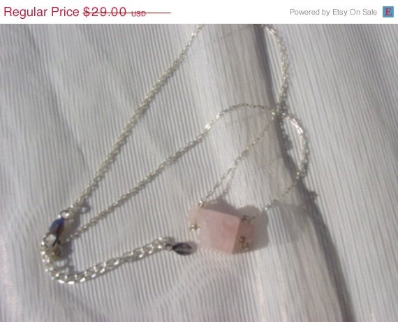 ON SALE Signed Givenchy Designer Vintage Sterling Silver and Semi-Precious Pink Quartz Necklace Vintage Jewelry Jewellery