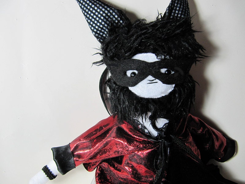 Goth Cat Bat Girl Stuffed Animal Doll