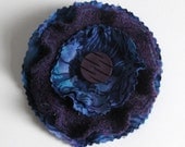 PURPLE BROOCH  - flower brooch - recycled brooch - flower pin - Lynn Minney Designs