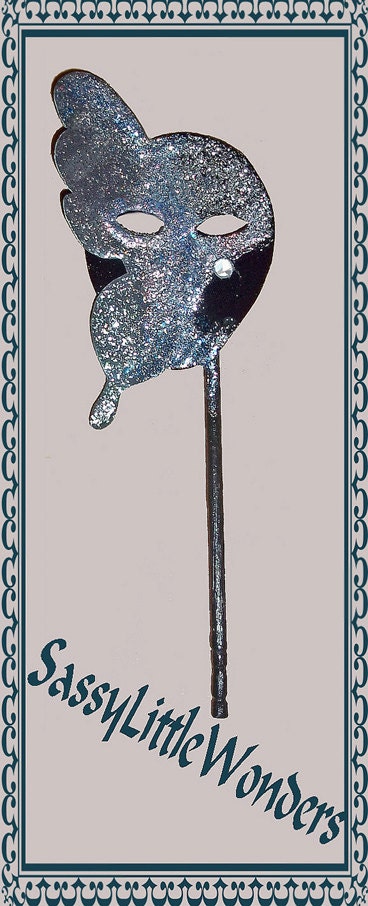 BLACK & SILVER Glitter  Miniature Butterfly Masks