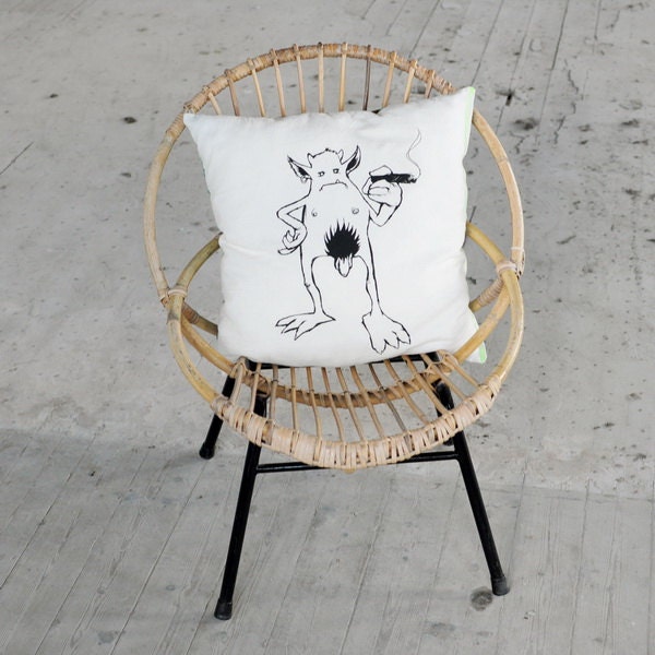 The Naked Smoker one of a kind cushion