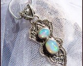 2 Natural Fire Opals - Old World Charm - .925 Sterling Silver - Necklace  DD 8745  Reduced 5 Dollars