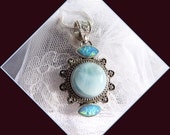 Larimar - Opals - Sterling Silver - Necklace  DD 8751
