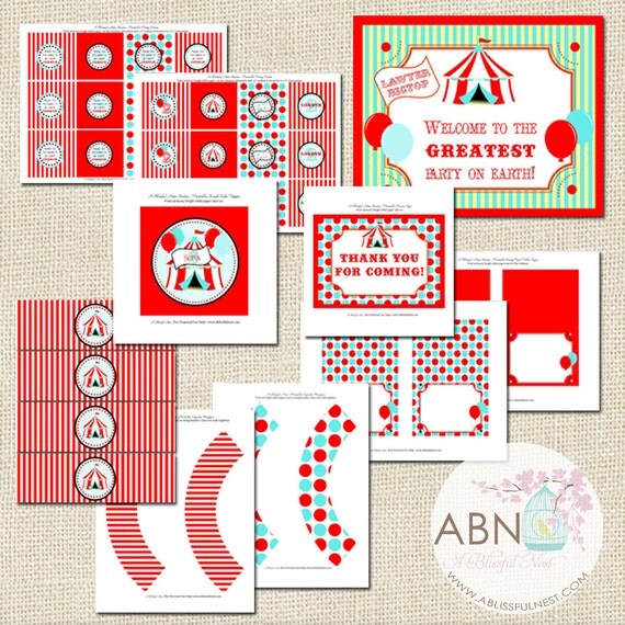 Circus Carnival Party Decorations Collection Package - PRINTABLE - By A Blissful Nest Il_570xn