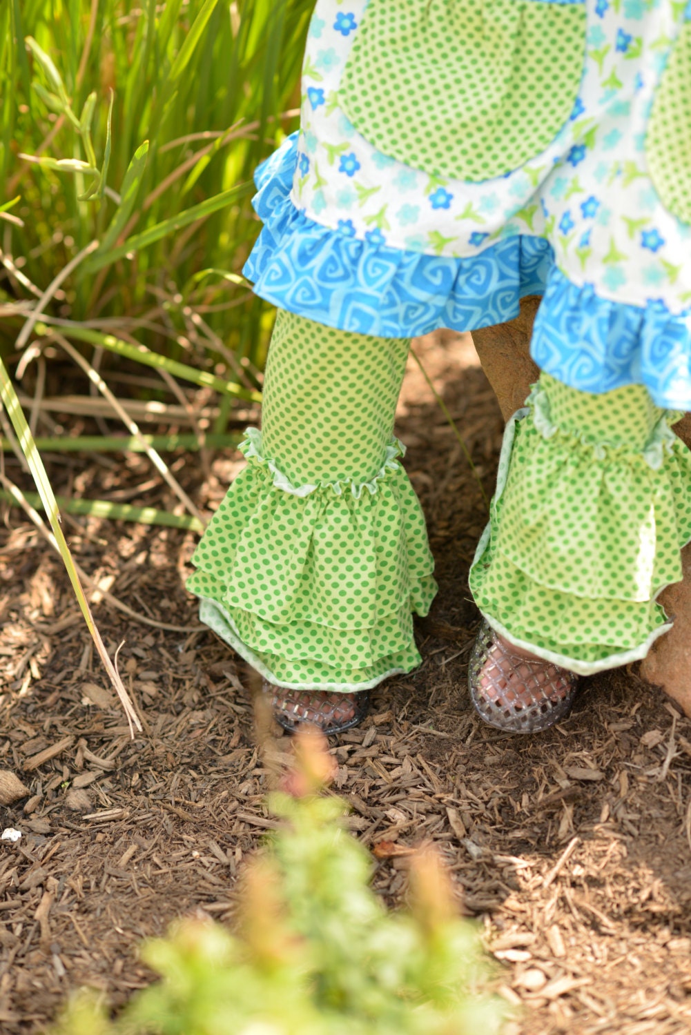 Twirl Triple Ruffle Leggings - Size 5T Ready to ship -LAST PAIR in this fabric