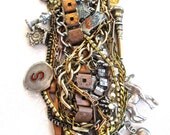 Made to Order Chunky Charm Bracelet in Your Color Choice with Your Own Charms Something Old - Copper, Silver, Gunmetal, Gold, or Mixed Metal