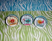Bird in a Cage Set of Three Glass Cabochon Drawer Knob Pulls