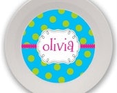 Personalized Melamine Whimsy Dot Bowl