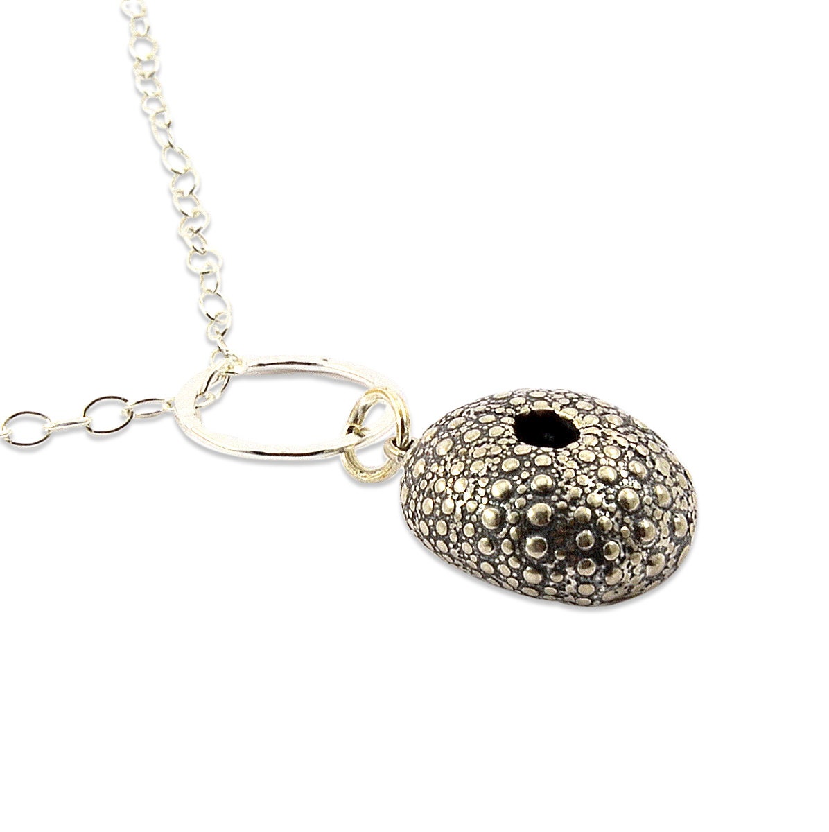 Sea Urchin Necklace Sterling Silver Pendant  - Ocean Animals - Gwen Delicious Jewelry Designs