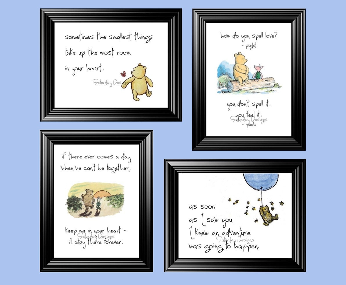 Classic Winnie the Pooh Quotes - set of 4 digital 4x6 prints, instant download