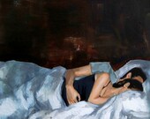 NOVEMBER . large archival giclee art print poster of original couple in love acrylic painting