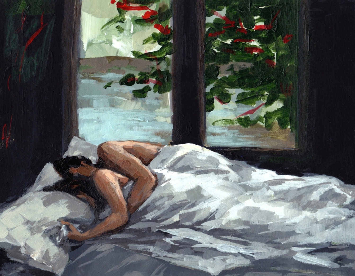 Asleep . extra large giclee art print poster of original painting