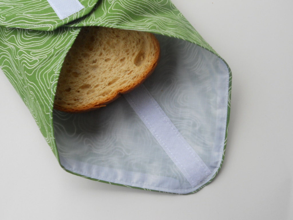 Topography Lines on Green Reusable Sandwich Wrap/ Architecture Fabric Sandwich Wrap