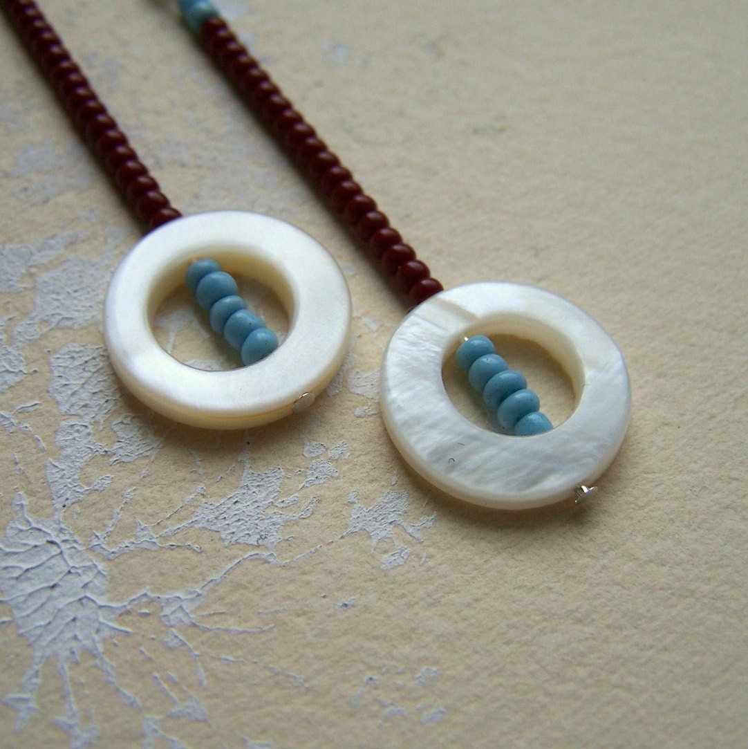 Magena Earrings - Modern Seed Bead - Mother of Pearl