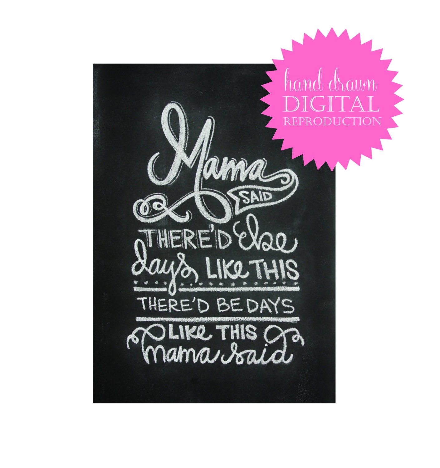 Chalkboard Print - Digital File 5x7 - Mama Said